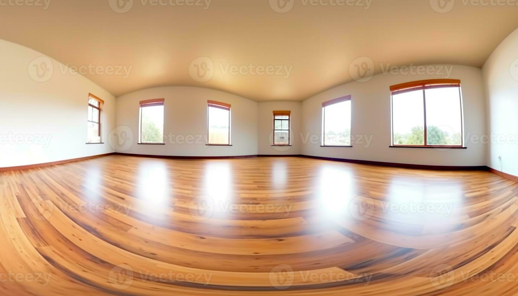 moderno lujo Departamento con elegante madera dura piso y brillante iluminación generado por ai foto