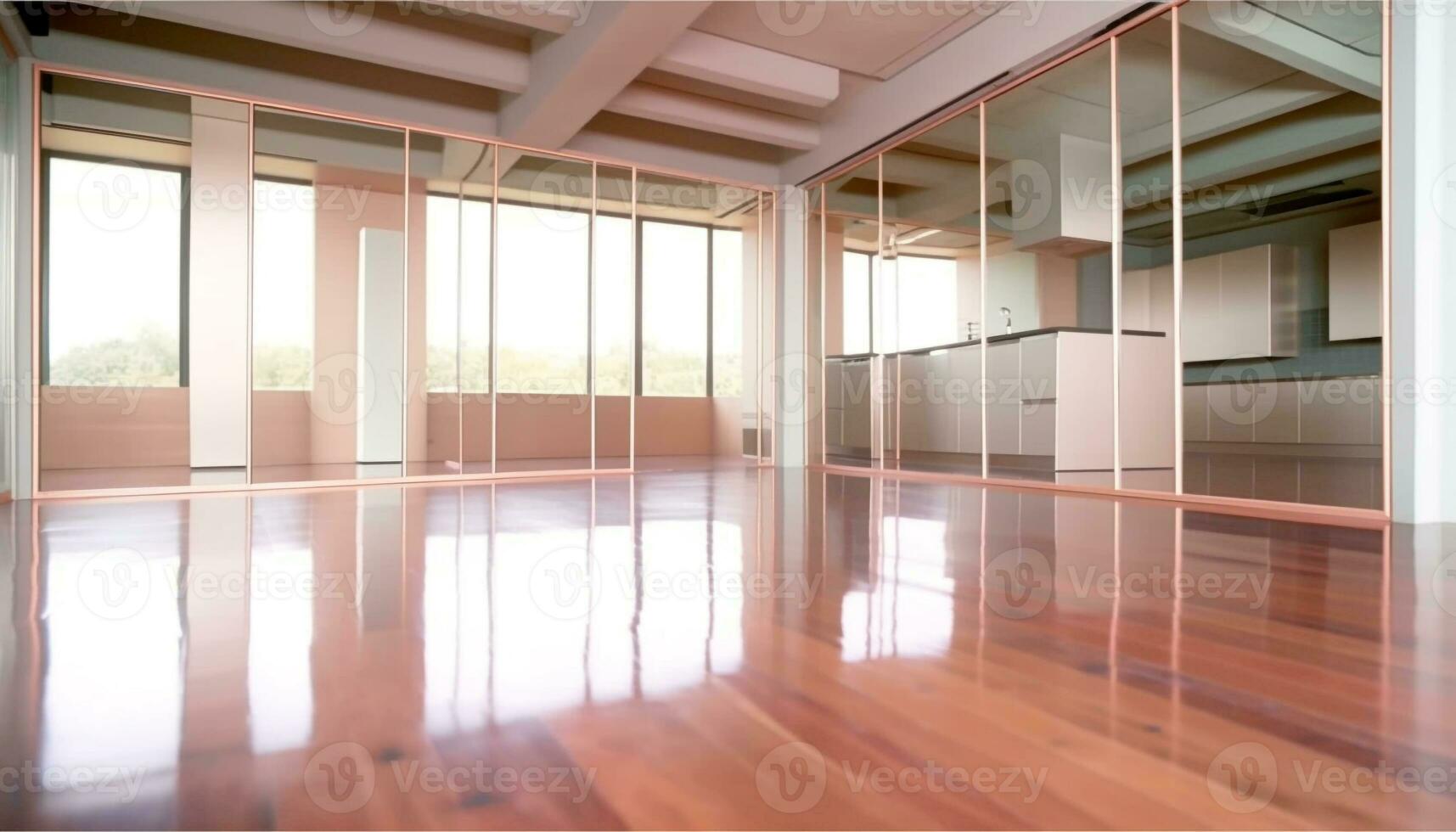 moderno Departamento con limpiar piso y amplio vacío corredor generado por ai foto