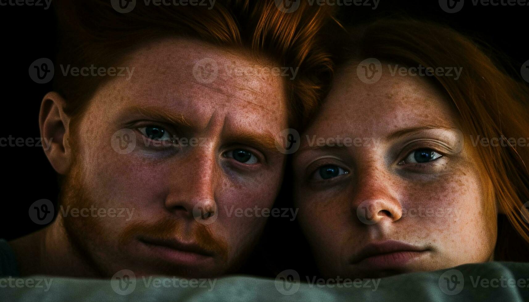 Love and togetherness bond young couple in close up portrait generated by AI photo