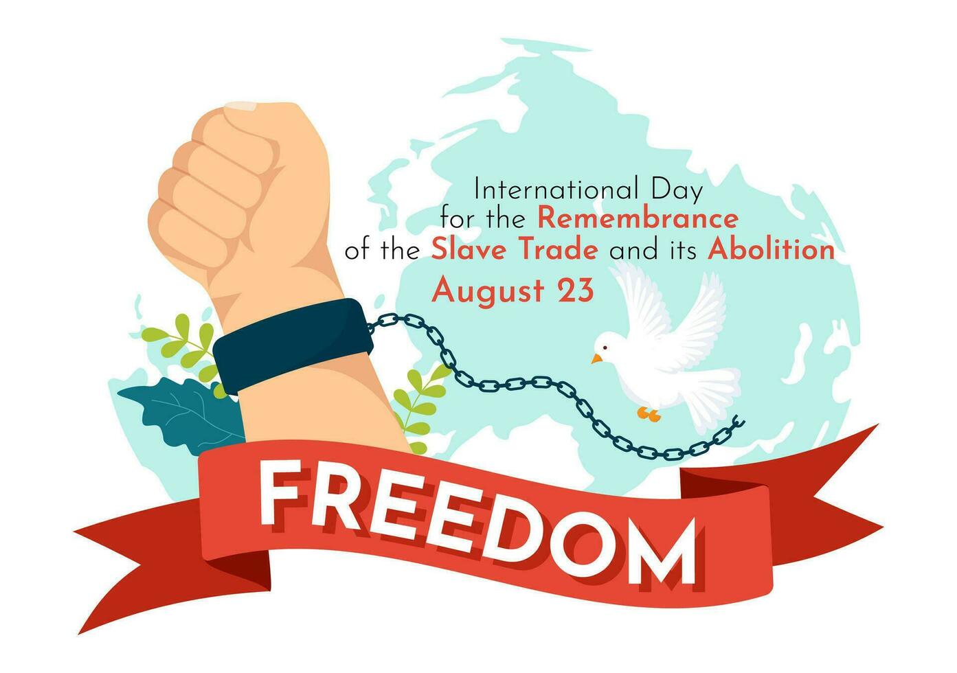 International Day of the Remembrance of the Slave Trade and its Abolition Vector Illustration on 23 August with Handcuff and Dove Bird in Templates