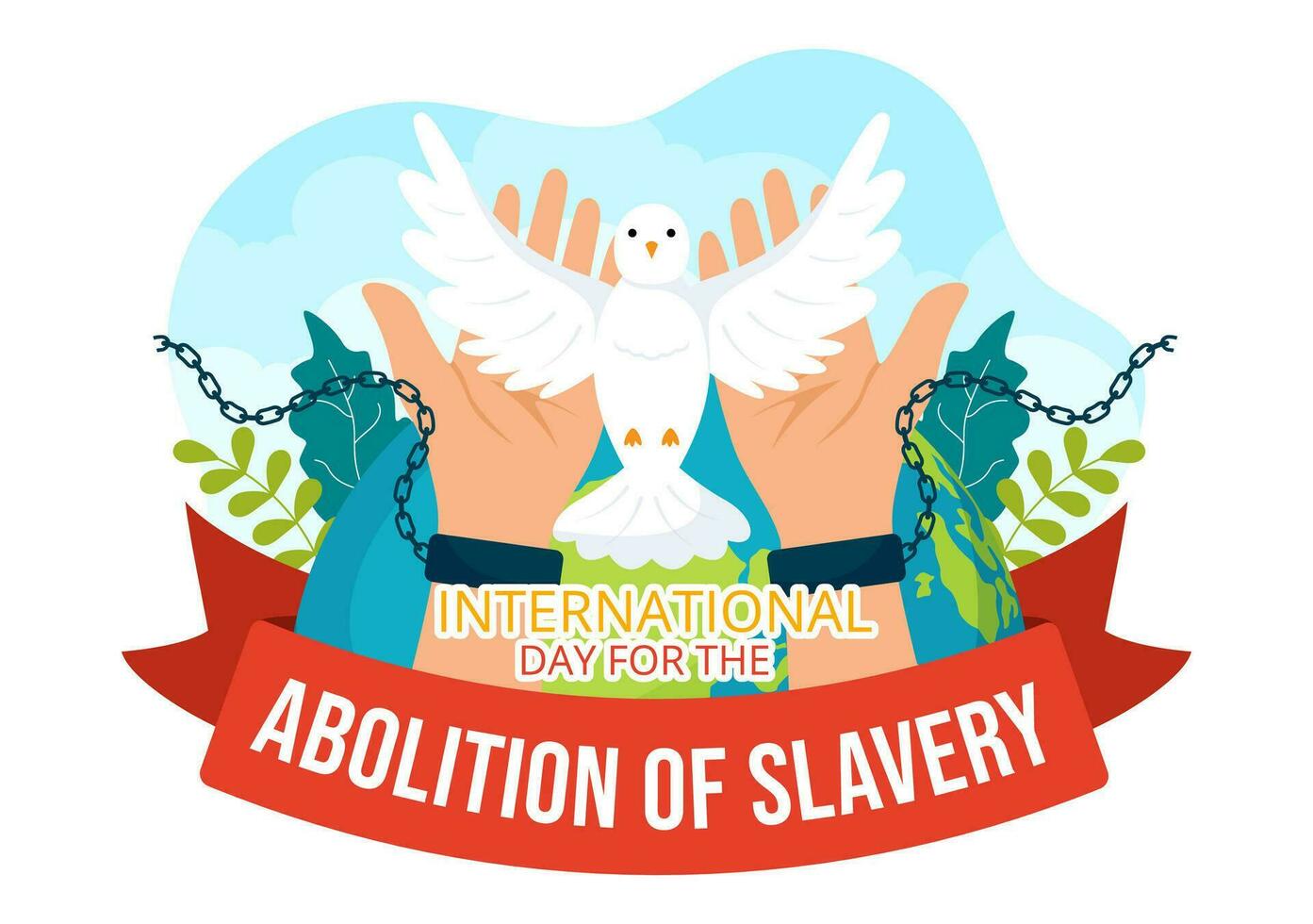 International Day of the Remembrance of the Slave Trade and its Abolition Vector Illustration on 23 August with Handcuff and Dove Bird in Templates