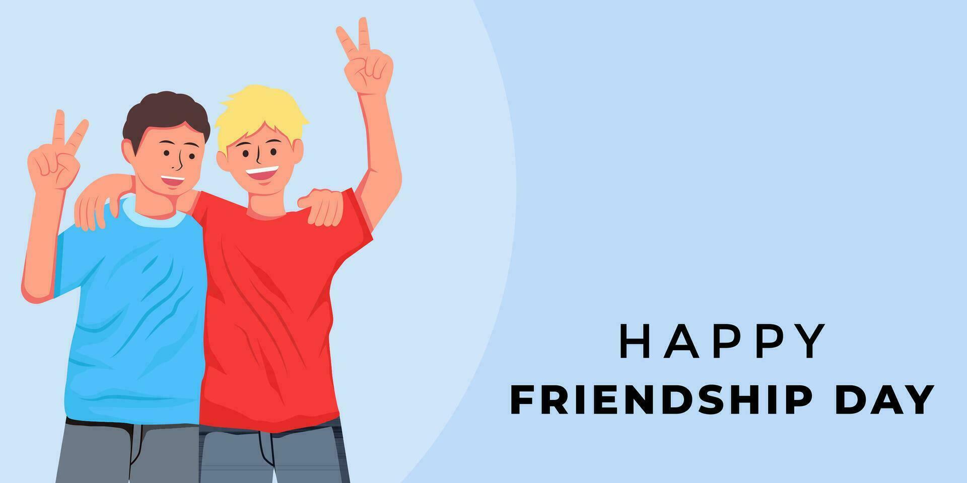 flat design friendship day illustration horizontal banner vector
