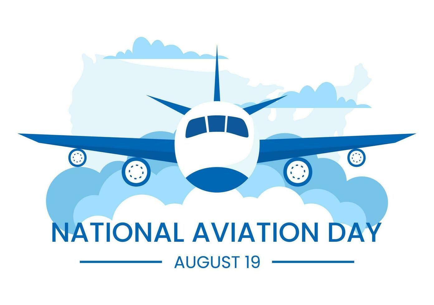 nacional aviación día vector ilustración de avión con cielo azul antecedentes y unido estados bandera en plano dibujos animados mano dibujado plantillas