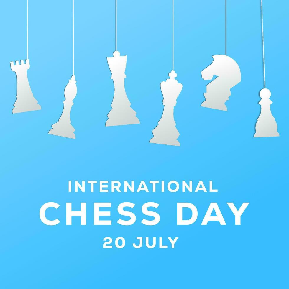 internacional ajedrez día ilustración con colgando peones vector
