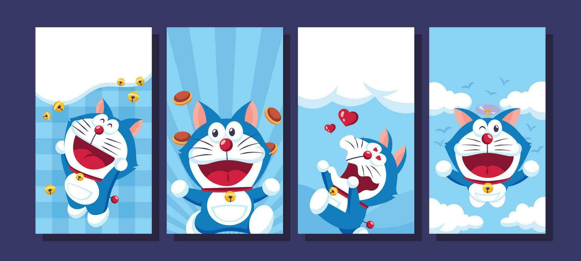 Cute Blue Cat Social Media Story vector