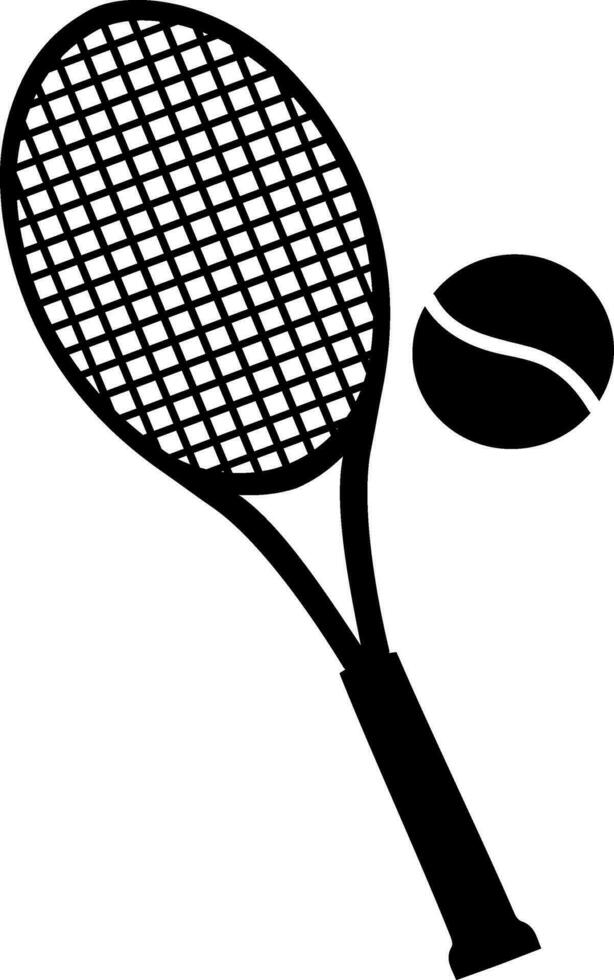 Flat illustration of tennis racket with ball. vector