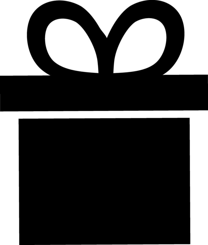Flat gift box icon in black color. vector