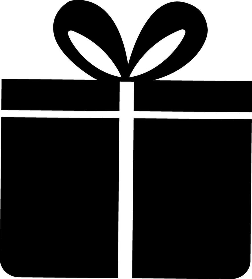 vector plano regalo caja icono en negro color.