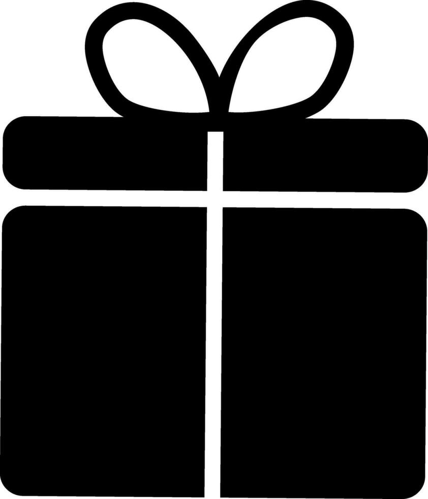 Flat style gift box icon in black color. vector