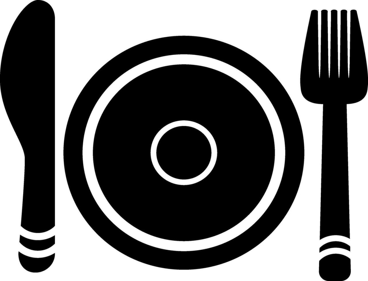 Flat style plate, fork and knife icon. vector