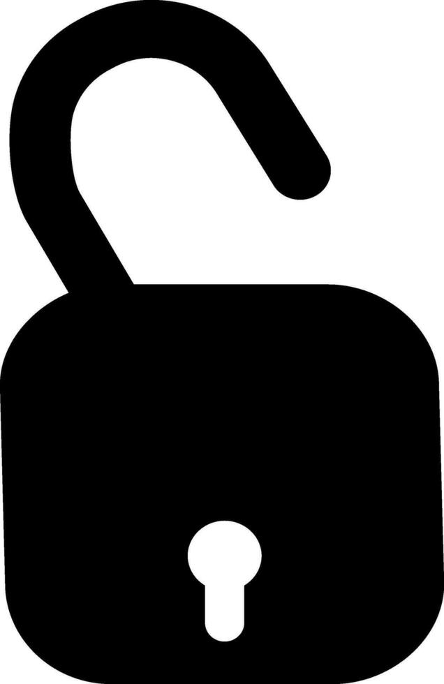 Open lock glyph icon. vector