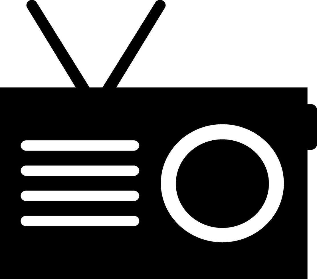 Black and white Radio glyph icon. vector