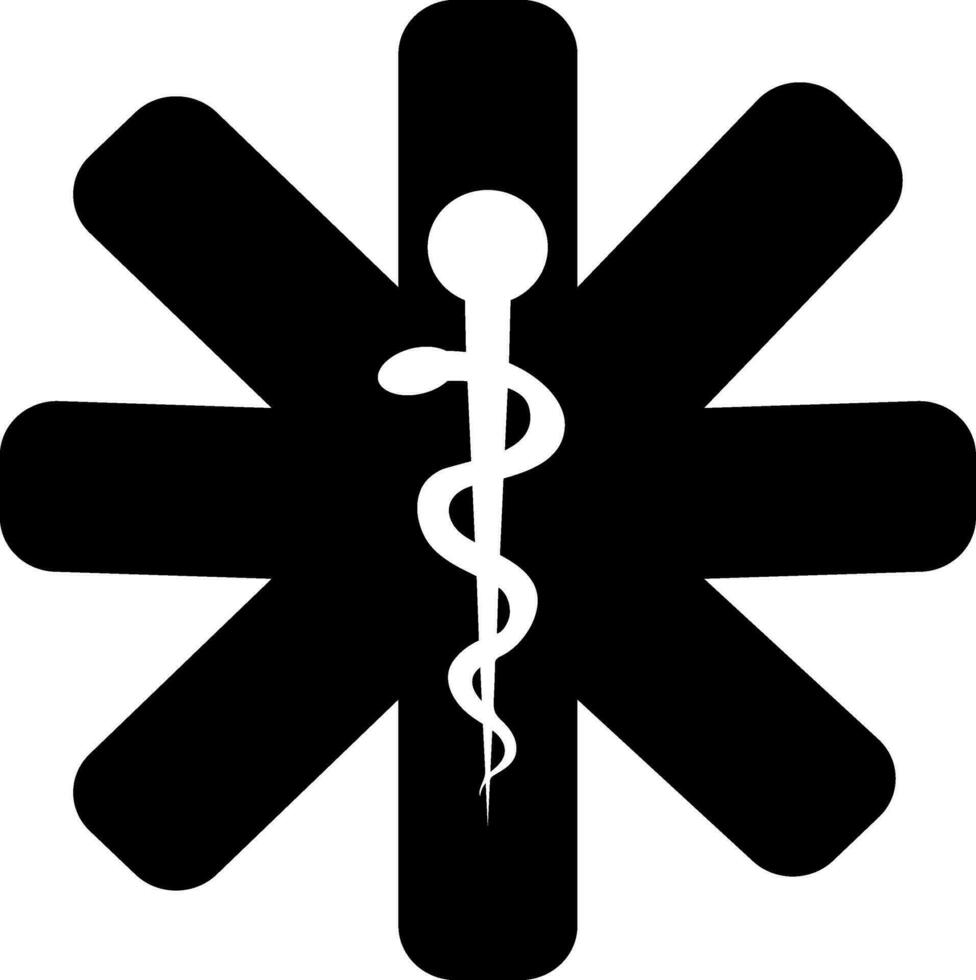 glifo icono de caduceo, médico símbolo. vector