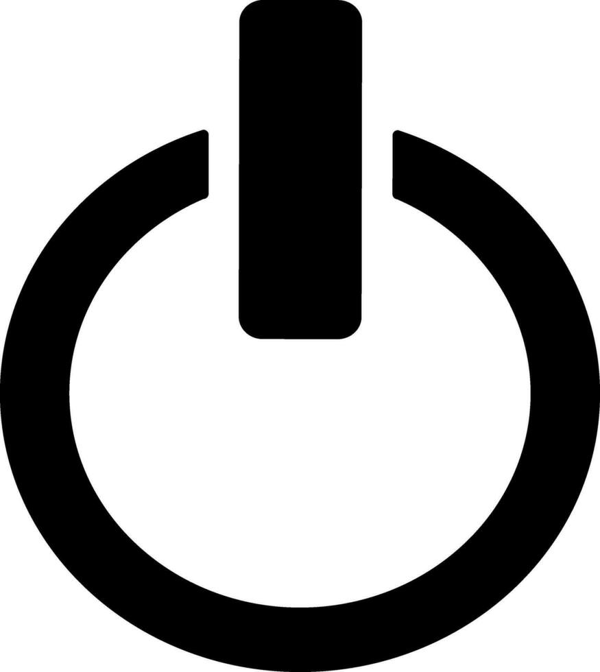 glifo icono de poder botón. vector
