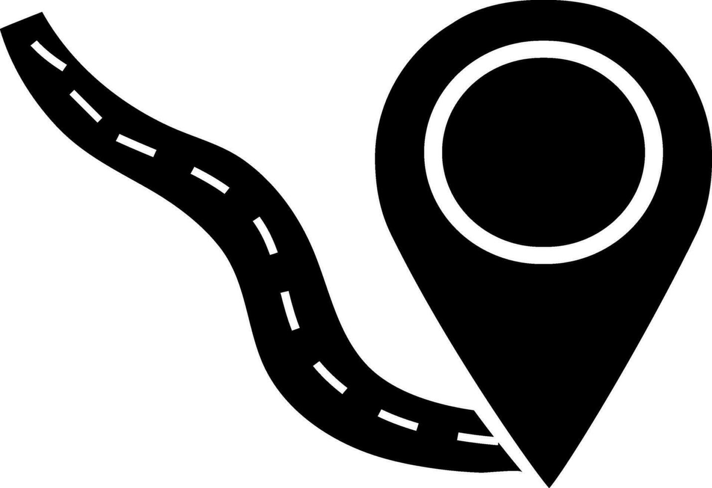 Glyph icon of route with map pointer. vector