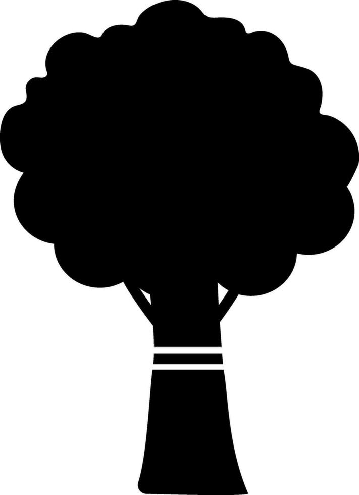 Flat style black tree on white background. vector