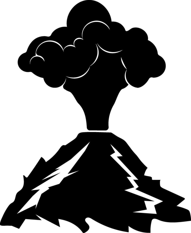 Black and White icon of valcano in flat style. vector