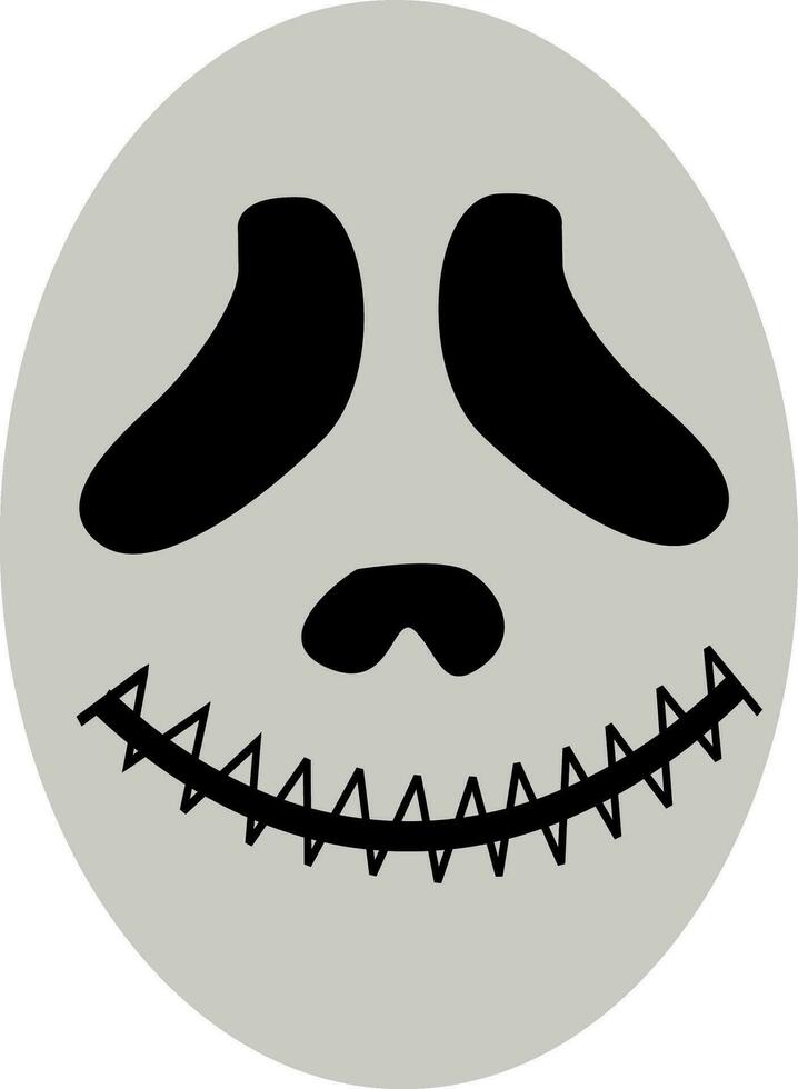 Horror face of halloween skull in elliptical shape. vector