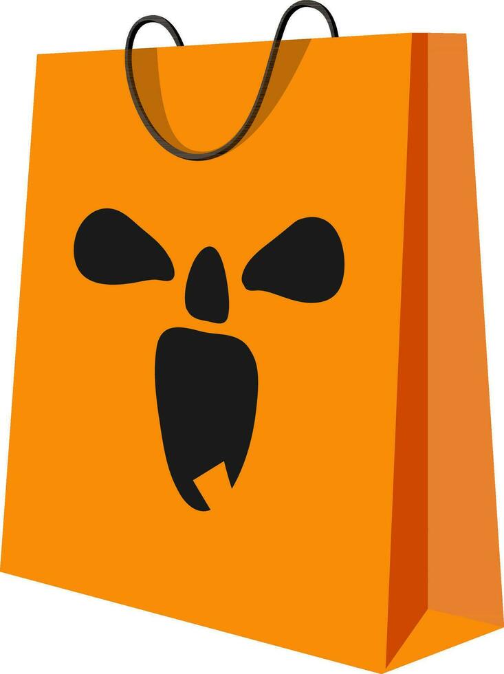 Halloween shopping bag with scary face design. vector