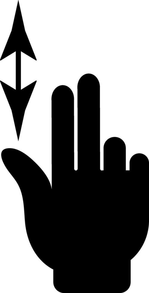 Silhouette of move up or down hand gesture. vector