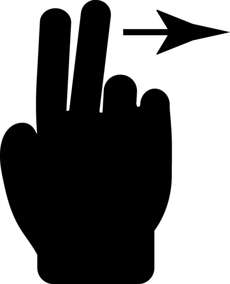 Hand gesture of right slide or swipe with two finger. vector