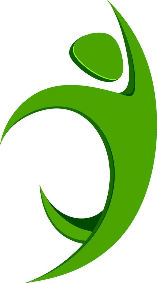 Isolated icon of human in green color in jumping pose. vector