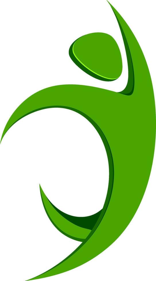Isolated icon of human in green color in jumping pose. vector
