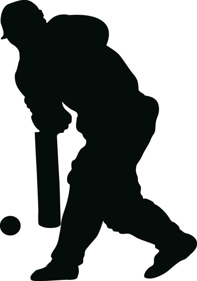 Character of silhouette cricket player. vector