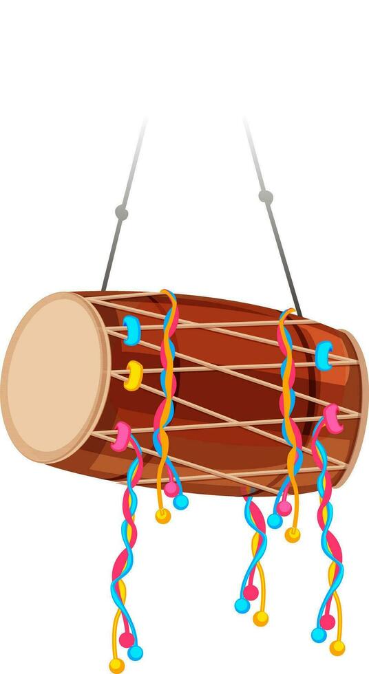 Illustration of a decorative drum, musical instrument. vector