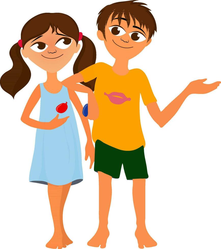 Character of little boy and girl. vector