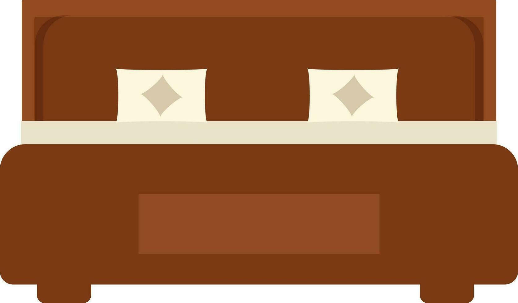 Double bed with two pillows and blanket. vector