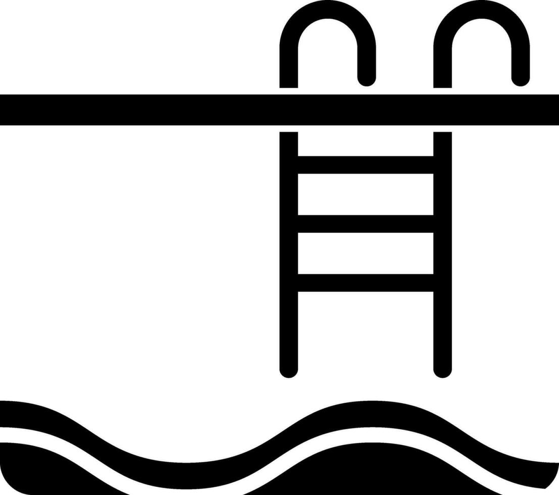 Pool ladder Black and White icon. vector