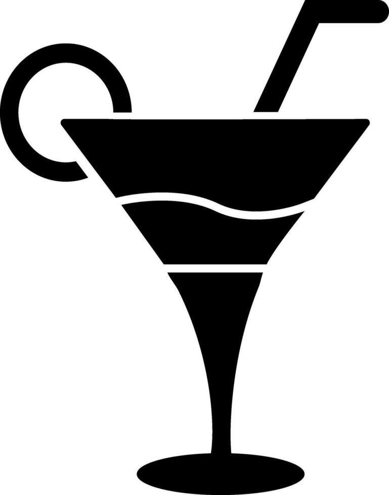 Black and White icon of cocktail for Food and Drink concept. vector