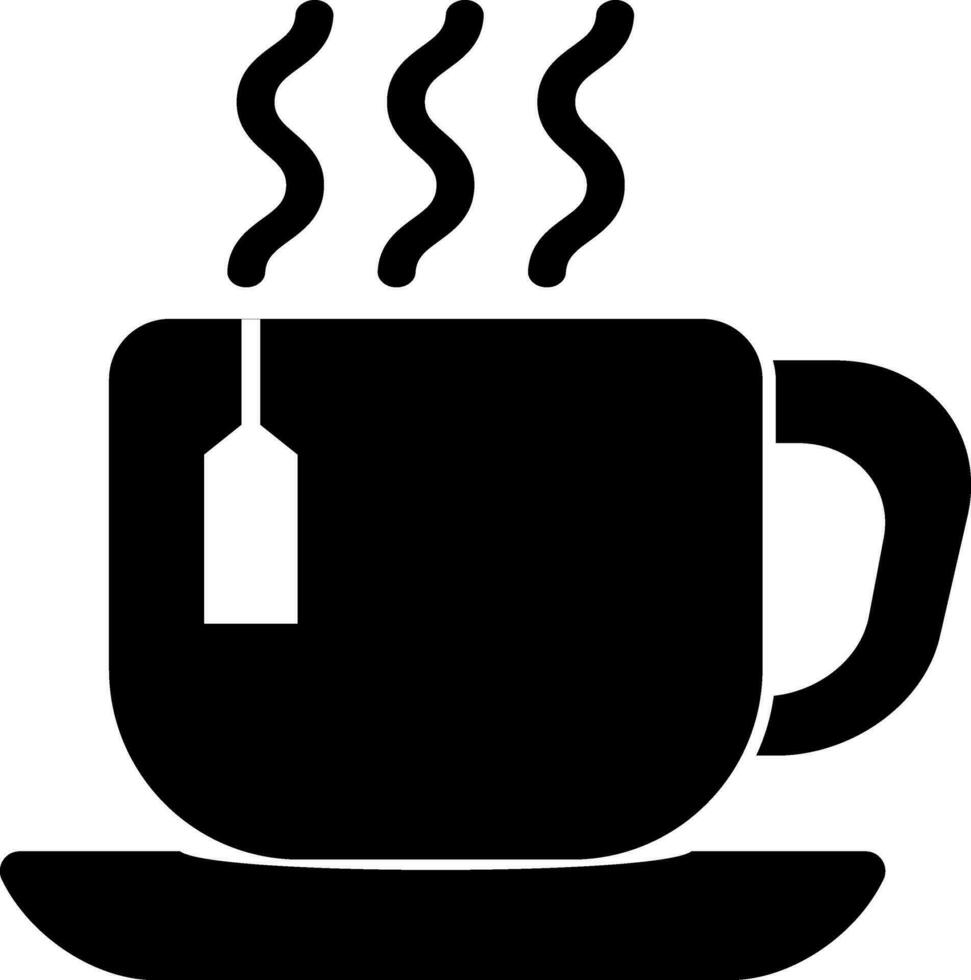 Hot cup with Tea bag icon. vector