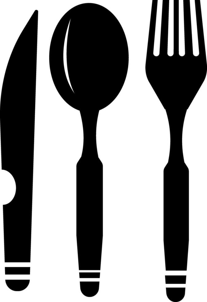 Black and White icon of Cutlery set. vector