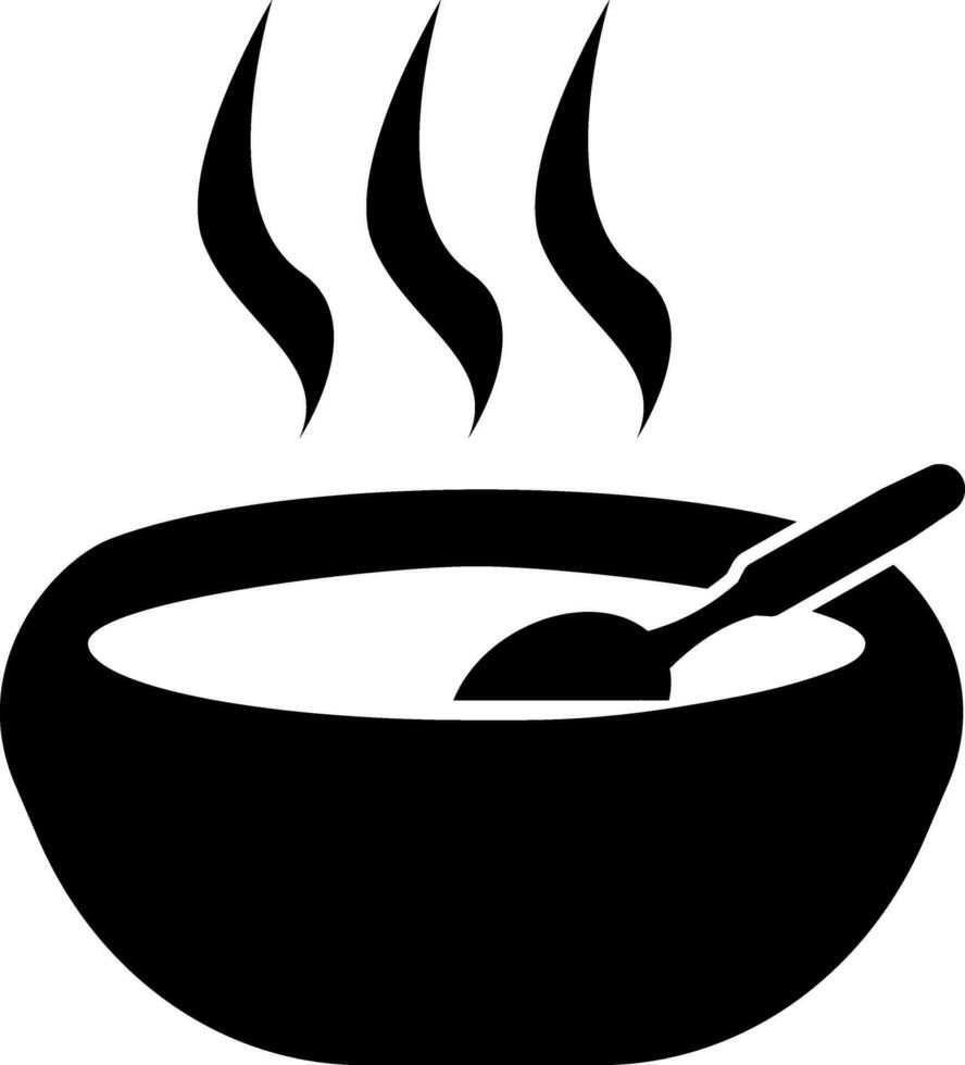 Hot soup icon with steam. vector