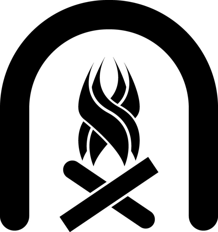 Fire place or Bonfire icon in flat style. vector
