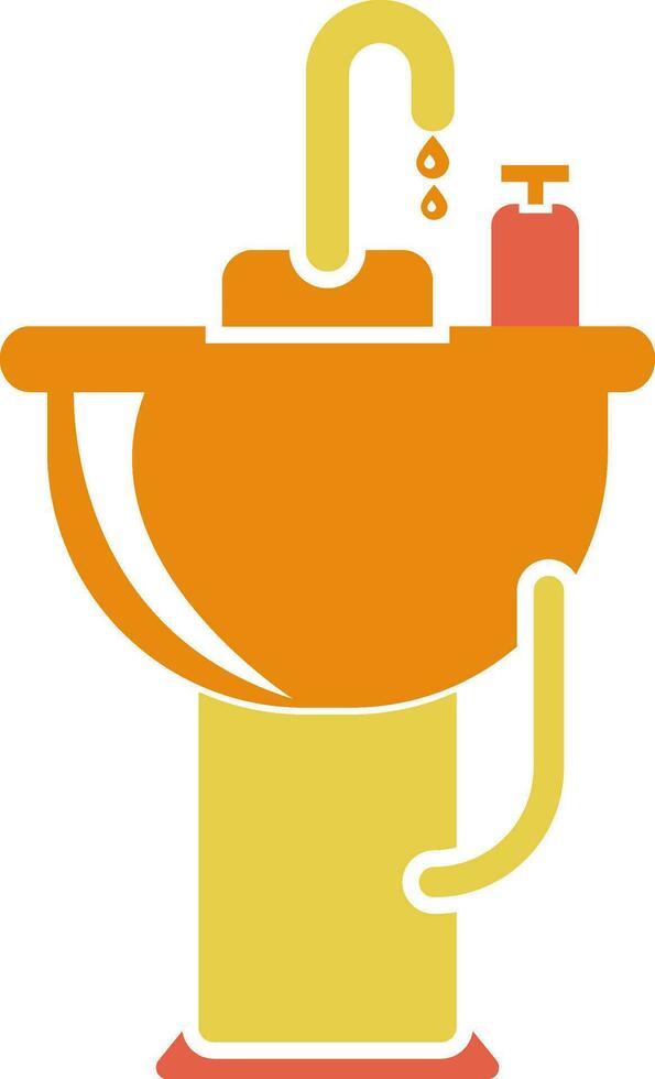 Orange and Yellow icon of Sink in flat style. vector