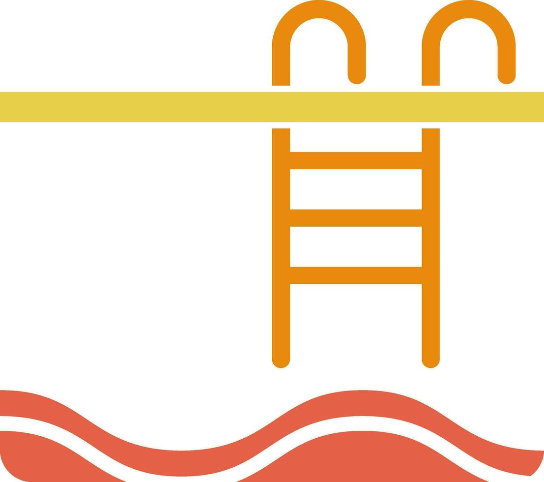 amarillo piscina escalera icono en plano estilo. vector