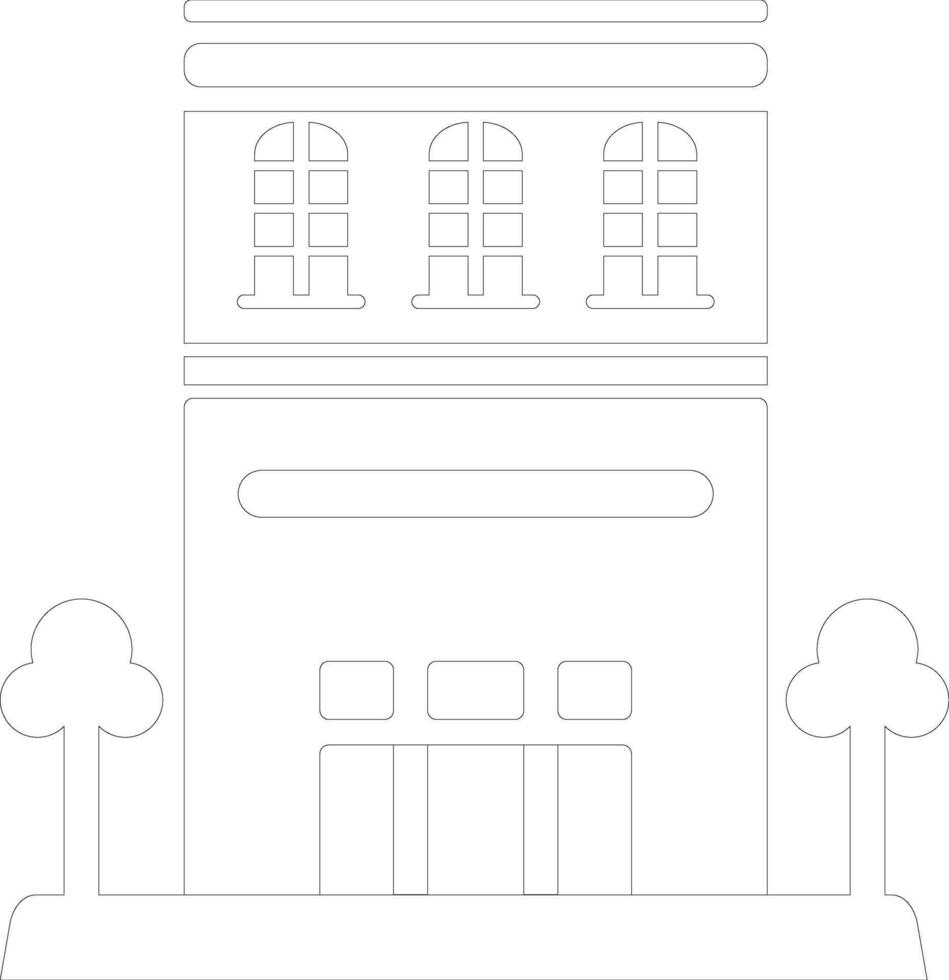 Restaurant, Building or Hotel icon in line art. vector