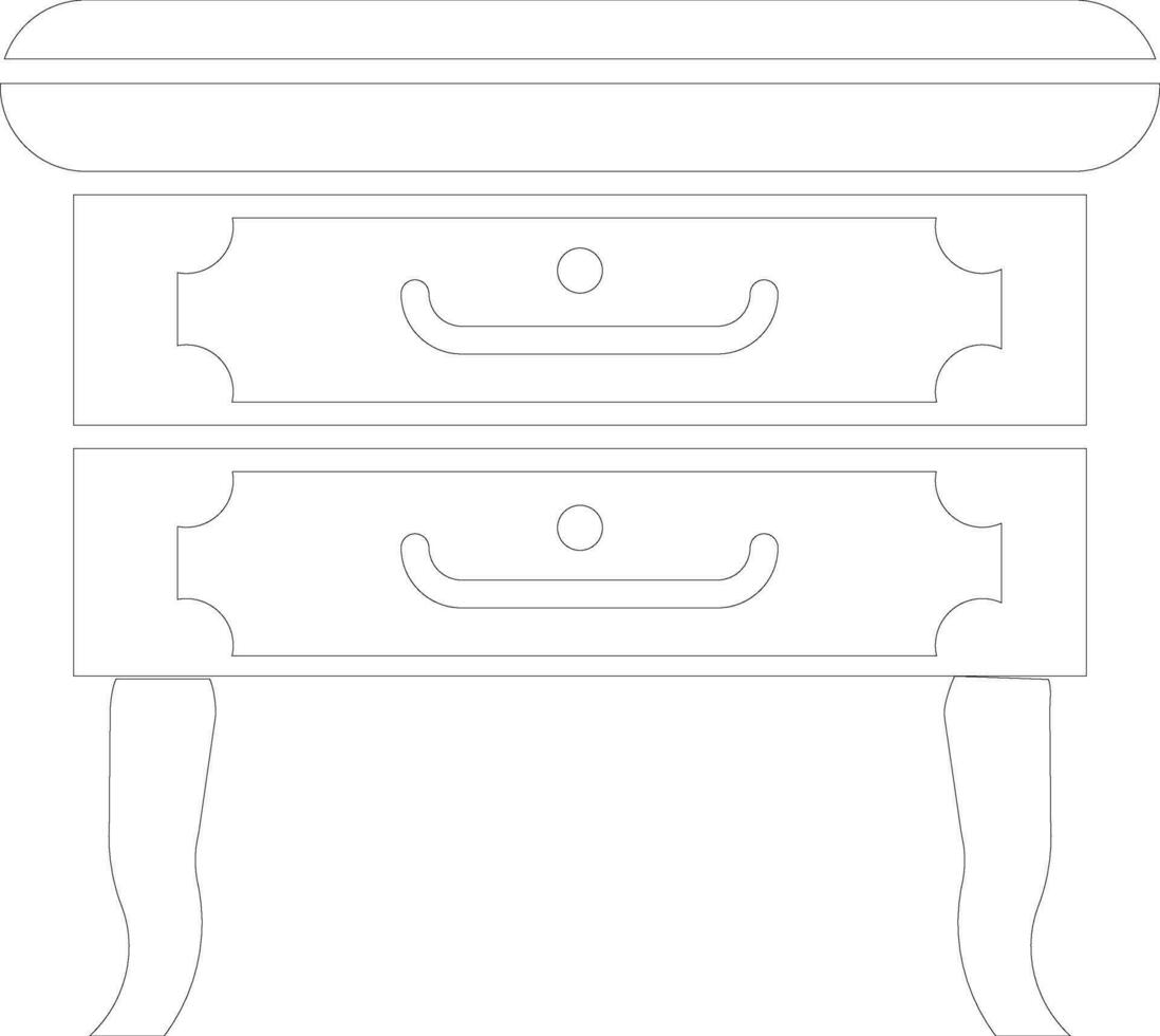 Flat thin line icon of Table Drawer. vector