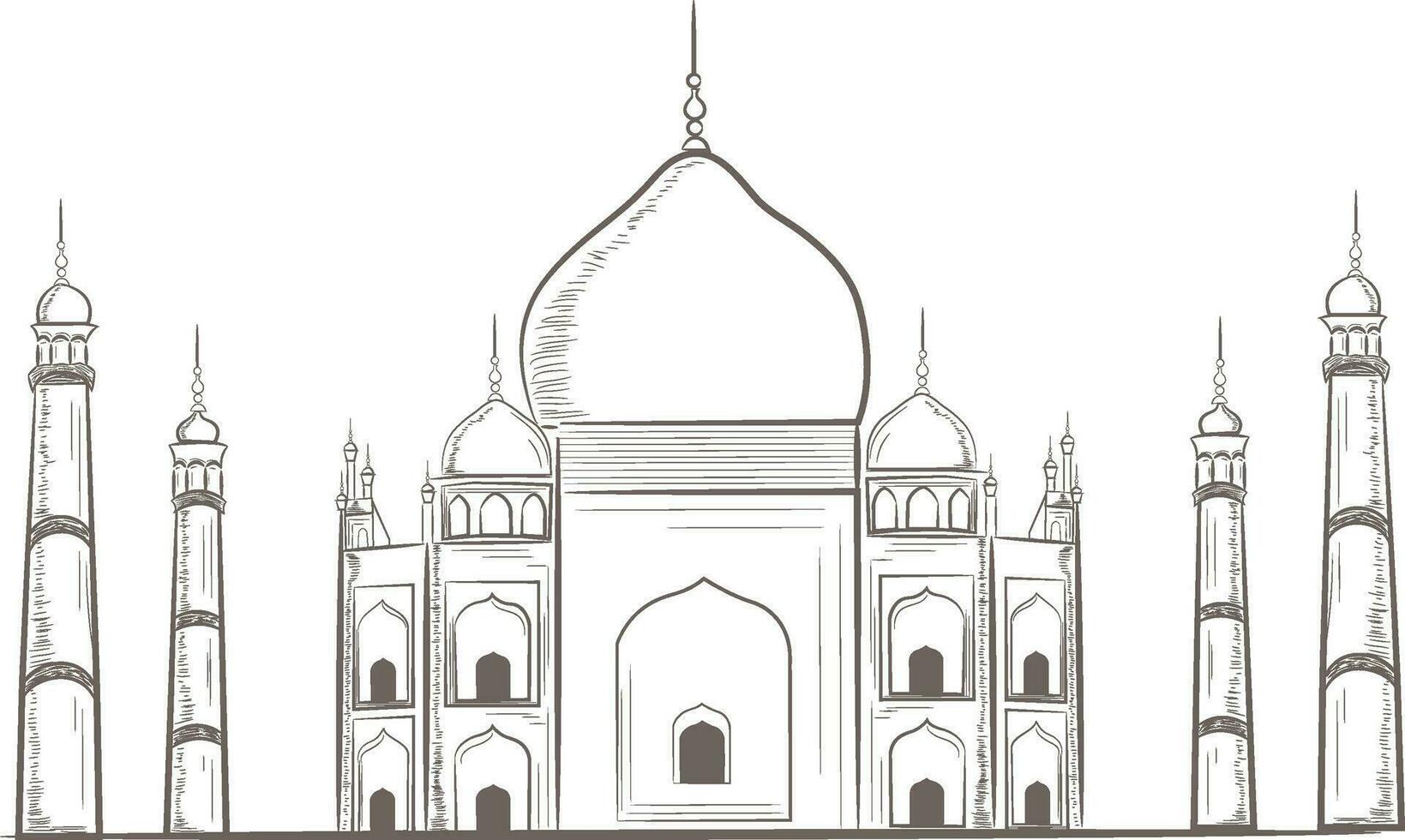 Flat sketch of Indian Famous Monument, Taj Mahal. vector