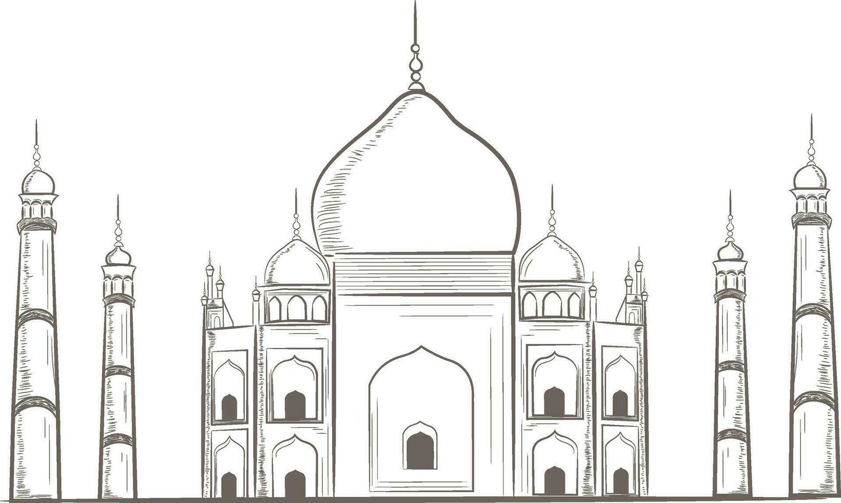 plano bosquejo de indio famoso Monumento, taj mahal. vector