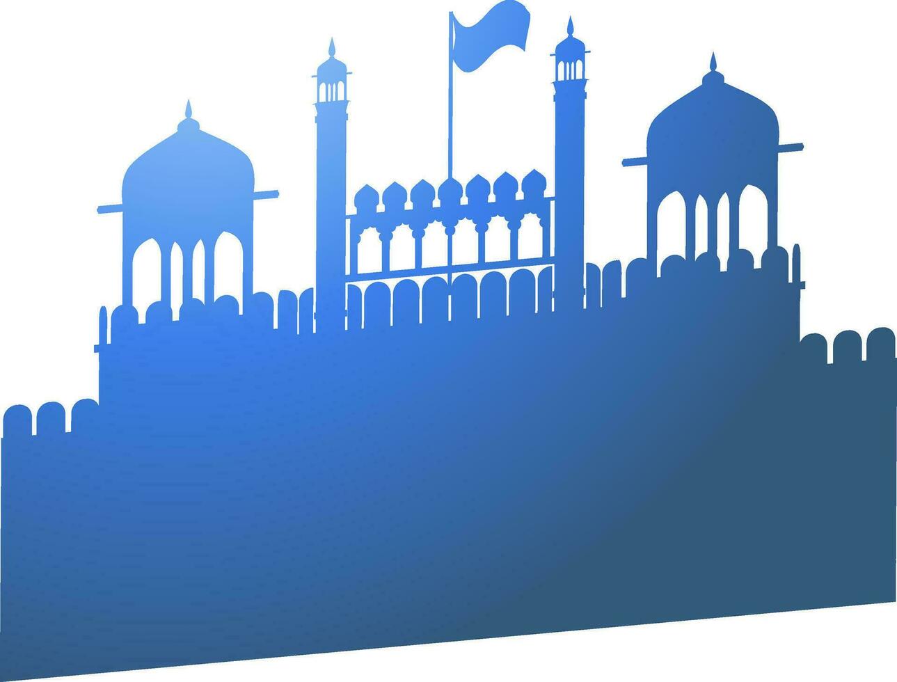 Flat style blue illustration of Red Fort. vector