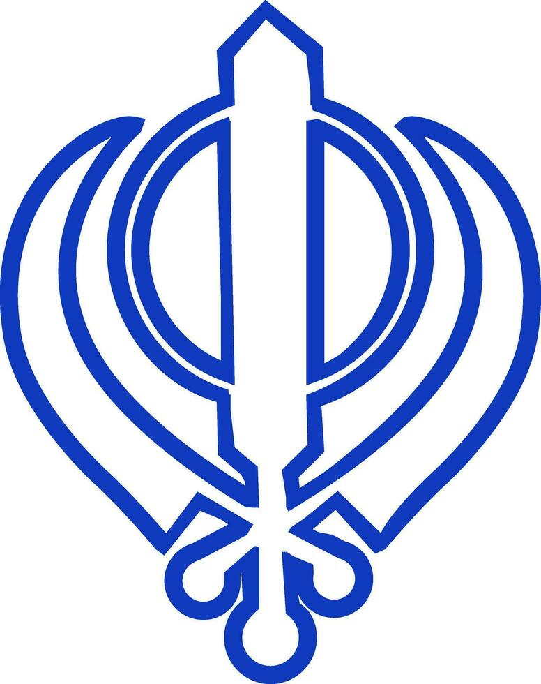 Blue Khanda Sikhism religion symbol. vector