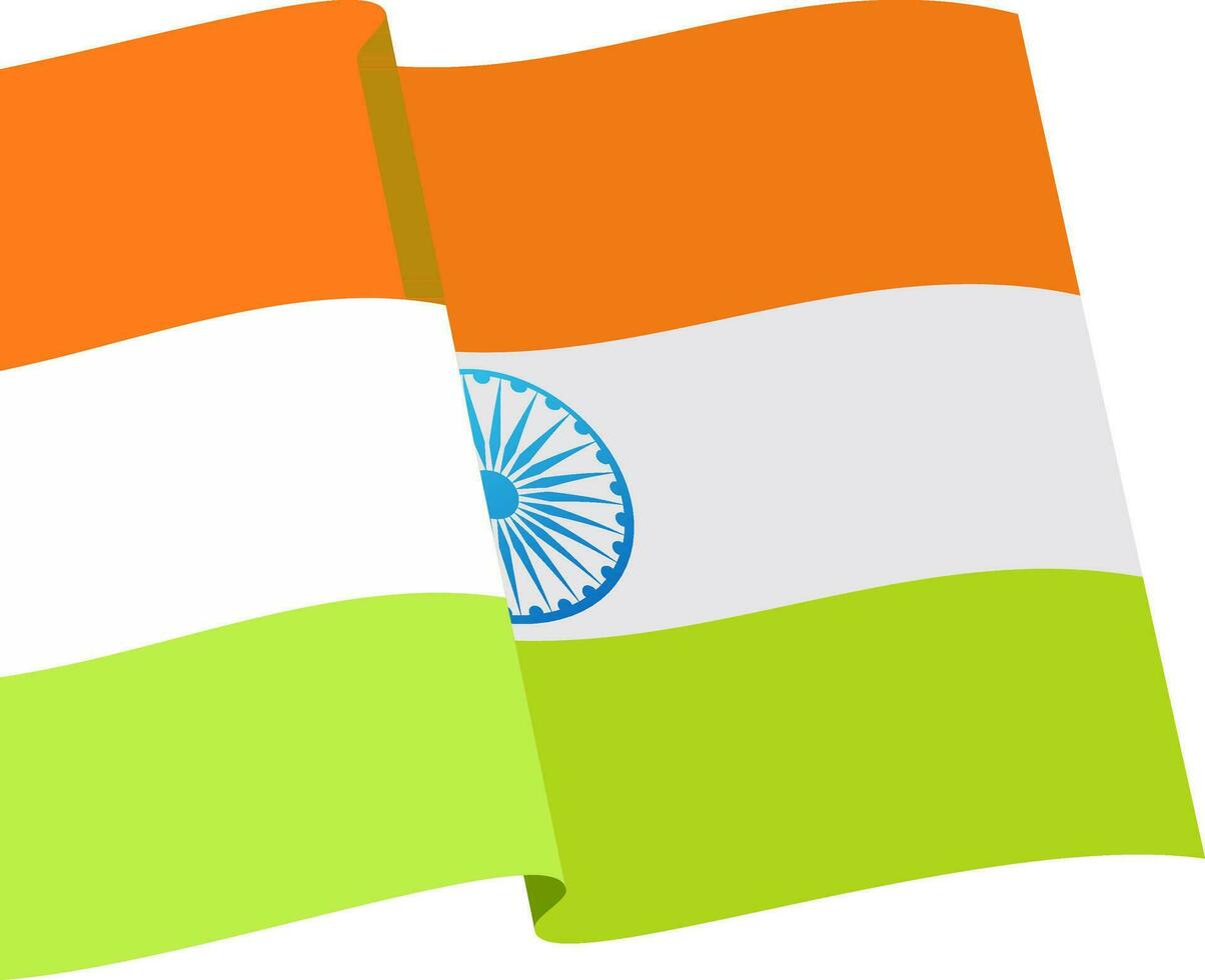 Waving Indian National Flag design. vector