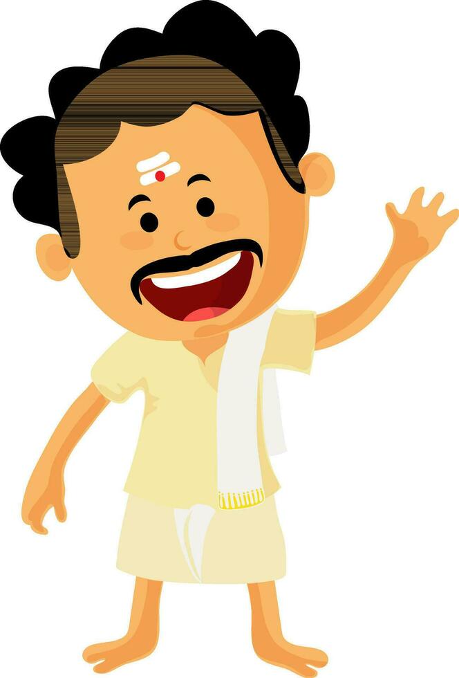 Illustration of happy South Indian man. vector