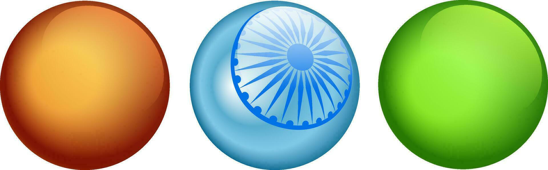 Glossy spheres in Indian National Tricolor. vector