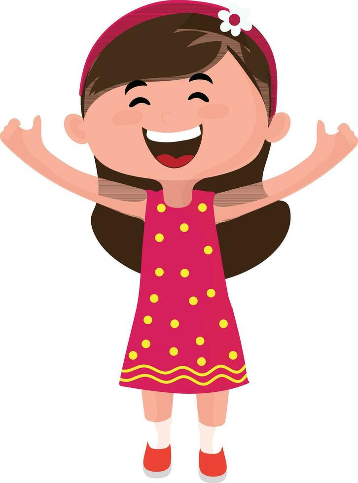Cartoon character of beautiful little girl. vector