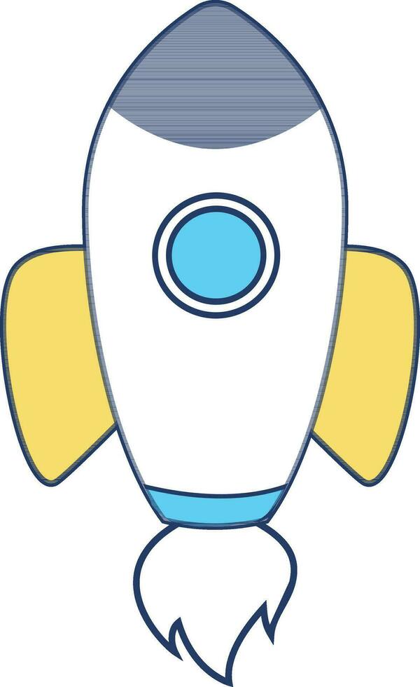 Flat illustration of flying rocket, Start up sign or symbol. vector